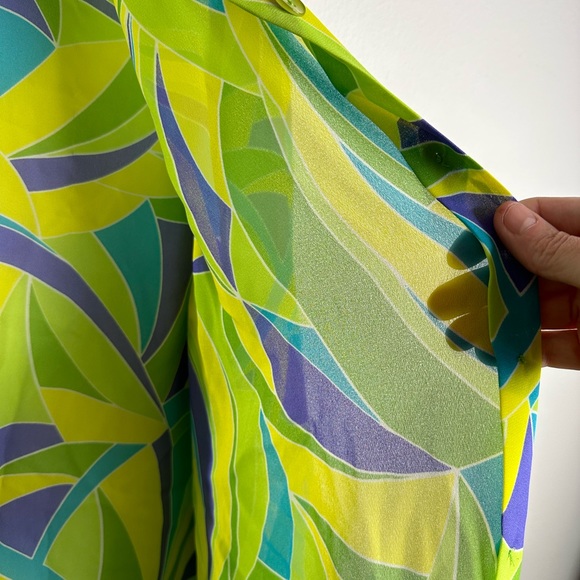 Oversized sheer bright vintage button up - Picture 4 of 5